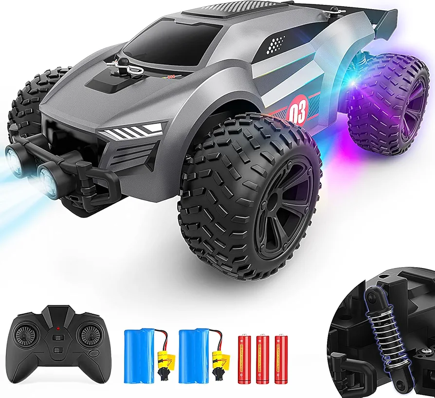 Remote Control Car - 20km/h High Speed RC Cars Off Road, 2x1000mAh Rechargeable Battery, Toy Car Gift for 3 4 5 6 7 8 Year Old Boys Girl Kid