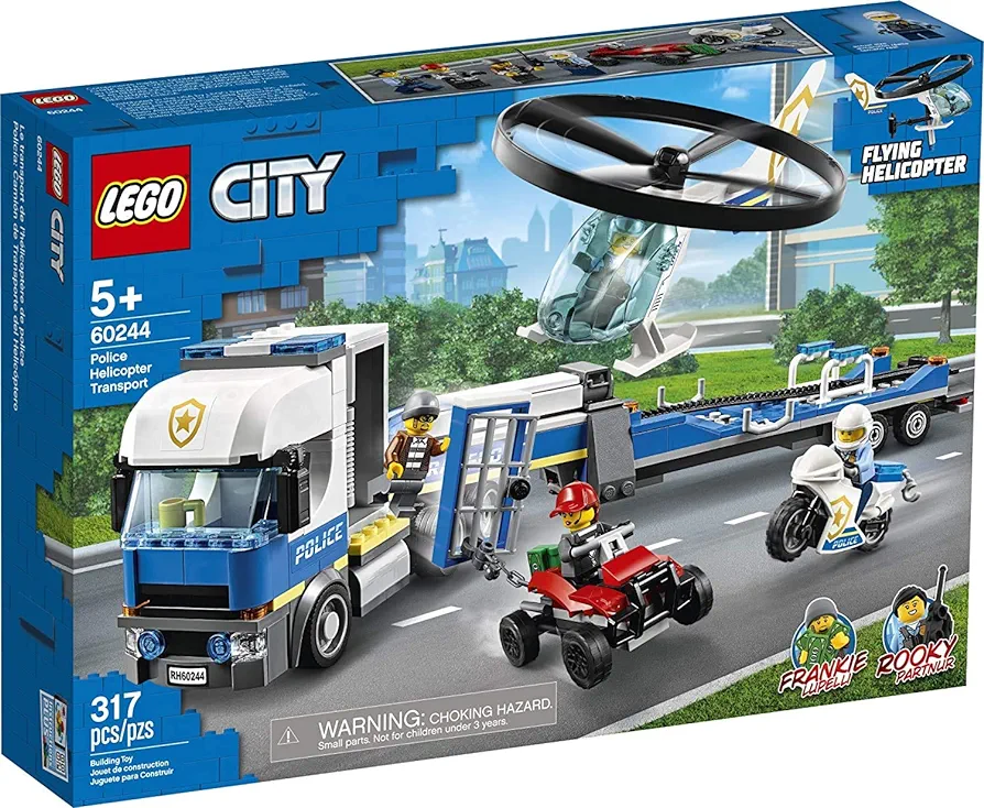 LEGO City Police Helicopter Chase 60244 Police Toy, Cool Building Set for Kids (317 Pieces)