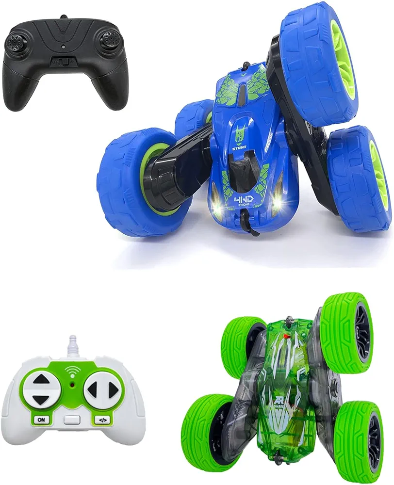 Threeking 1pc RC Stunt Car and 1pc Small Rc Stunt Car for Kids Ages 6+