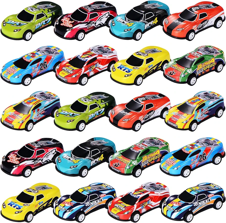 20 Pack 3.4 Inch Metal Pull Back Toy Cars, Toys for Boys Girls Toddlers 3,4,5,6.7 Years Old, Party Favors Cars, Race Cars Vehicles,Goodie Bag Stuffers, Pinata Fillers, Teacher Reward Prizes (20 Pack)