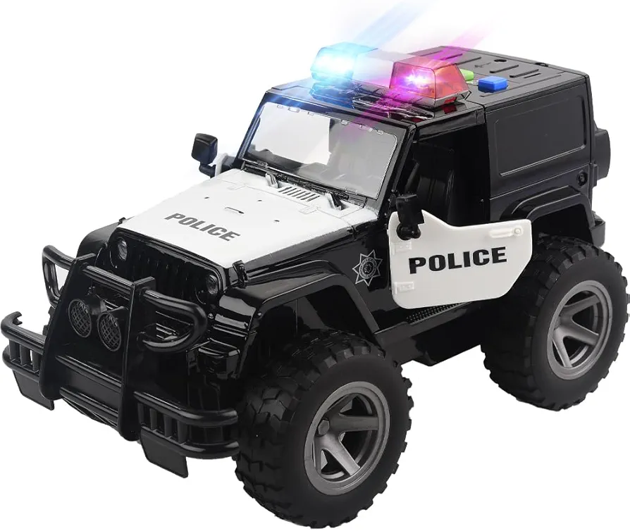 Police Car Toys 1/16 Friction Powered Vehicles Toys with Sounds and Lights Toys for 3 Year Old Boys and Toddlers,Boy Toys Age 3,4,5 and Up,Birthday Gifts for Boys Girls Age 3-9