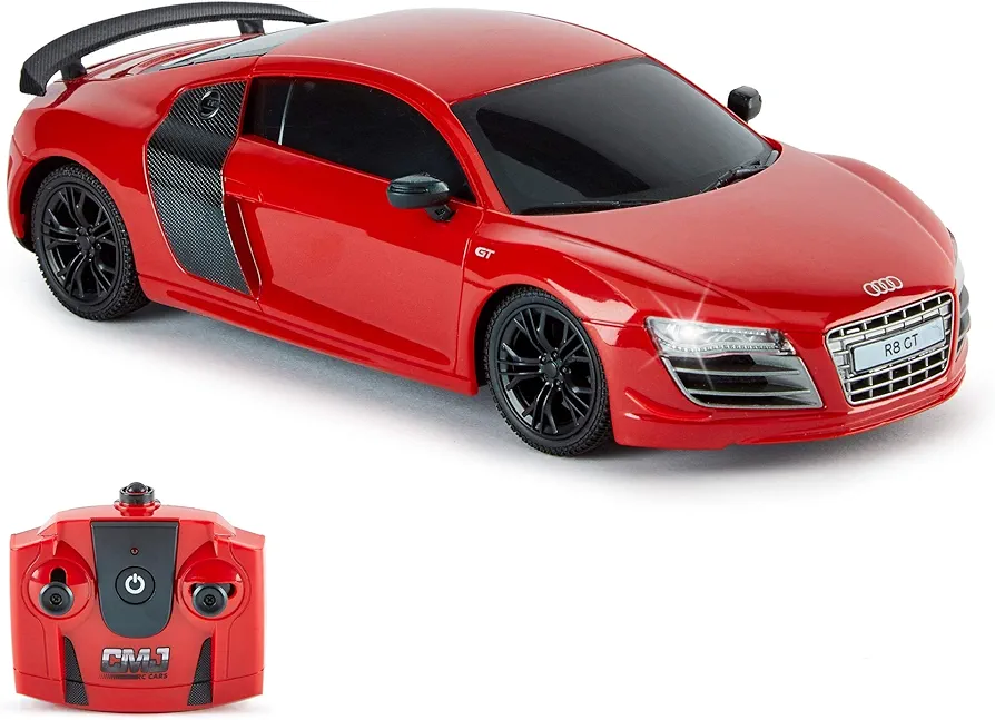 CMJ RC Cars Audi R8 GT 1:24 Scale Radio Controlled Car Licensed RC Car Series for Girls and Boys Age 8 9 10 11 12 Years Holiday Ideal Gift (Red)