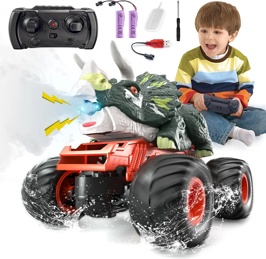 Bennol Remote Control Dinosaur Car Trucks Toys for Kids Boys 3-5 4-7 8-12, 2.4GHz RC Dino Car Toys Gifts for 3 4 5 6 Year Old Boys Kids, Indoor Outdoor RC Car Dinosaur Toys for Kids 3-5 4-7 5-7 8-12