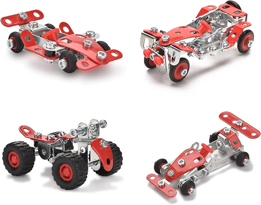 Racing Car Erector Sets for Boys Ages 8-12, Metal Building Kit,STEM Building Toys for Boys Age 8-12,Roadster Red Vehicle Car Model for Kids Boys 8 9 10 11 12-16 Years Old（265PCS）