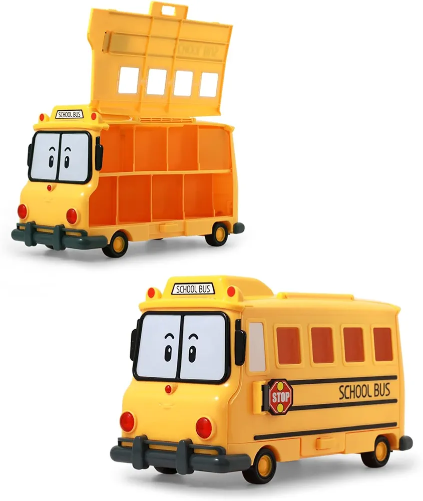 Robocar Poli Toys, School B Carrying Case, 2-in-1 School Bus Toy Car Transporter Carrier (Die-cast Vehicle Storage & Transport Toys), Kids for Ages 3 and up - [Diecast not included, Only Carrier]