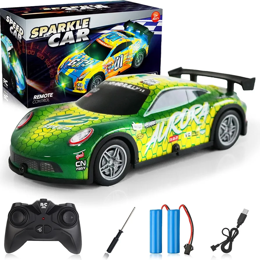 Remote Control Car, 1/22 Scale Light Up RC Car Toys, 2.4GHz 15KM/H Off-Road with Cool LED Lights Racing Rechargeable Toy Car for Christmas Birthday Kids Boys Girls for 4-7 8-12 Year Old