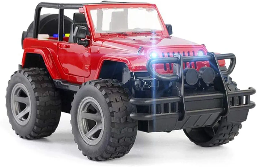 Car Toy Off-Road Military Fighter Friction Powered Toy Vehicle with Fun Lights & Sounds