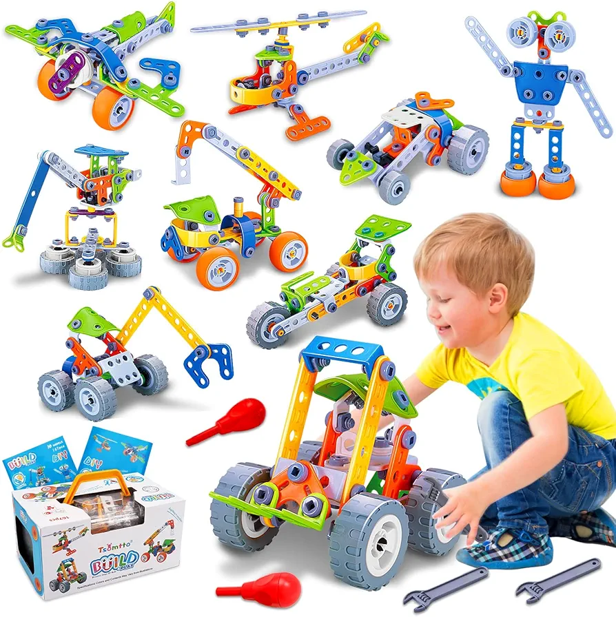 10 in 1 STEM Toys for 4 5 6 7 8+ Year Old Boy Girl Birthday Gifts Building Toys for Kids Ages 4-8 5-7 6-8 Educational Stem Activities for Boys 4-6 4-7 Construction Creative Games Christmas Idea Gift