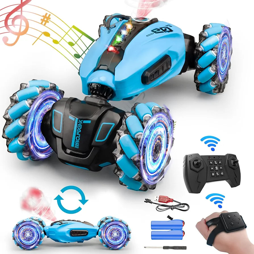 Gesture Rc Car with Spray, 1:12 Large 4WD Hand Controlled RC Car, All Terrain Remote Control Car for Boys 8-12,Toys for 7 8 9 10 11 12 Year Old Boys/Girls, Gift Birthday Christmas-Blue