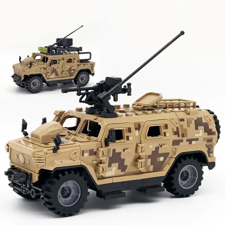 Armored Vehicle Building Block Military Vehicle Building Toys for Age 6 7 8 9 10 11 12+, Army Military Brick, Armed Armored Car Model Toys Gifts for Boys（2 Styles）