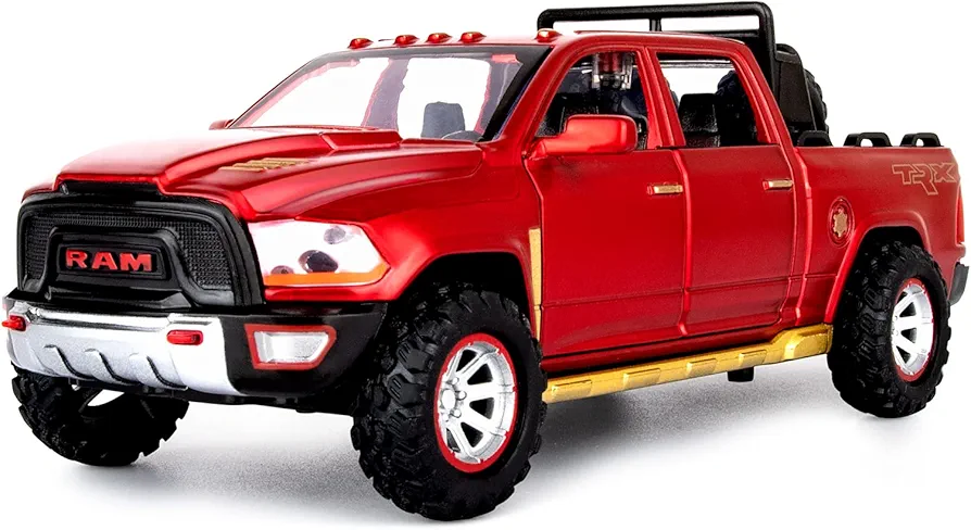 RAM 1500 Pickup Truck Toys for Boy Age 4-7 Diecast Metal Model Trucks Open Door Pull Back Toy Cars with Lights and Sound Gift for Kids 3-8 Years