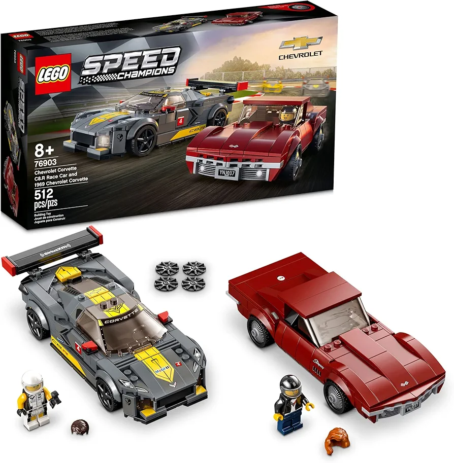 LEGO Speed Champions Chevrolet Corvette C8.R Race Car and 1969 Chevrolet Corvette 76903 Building Kit; New 2021 (512 Pieces)