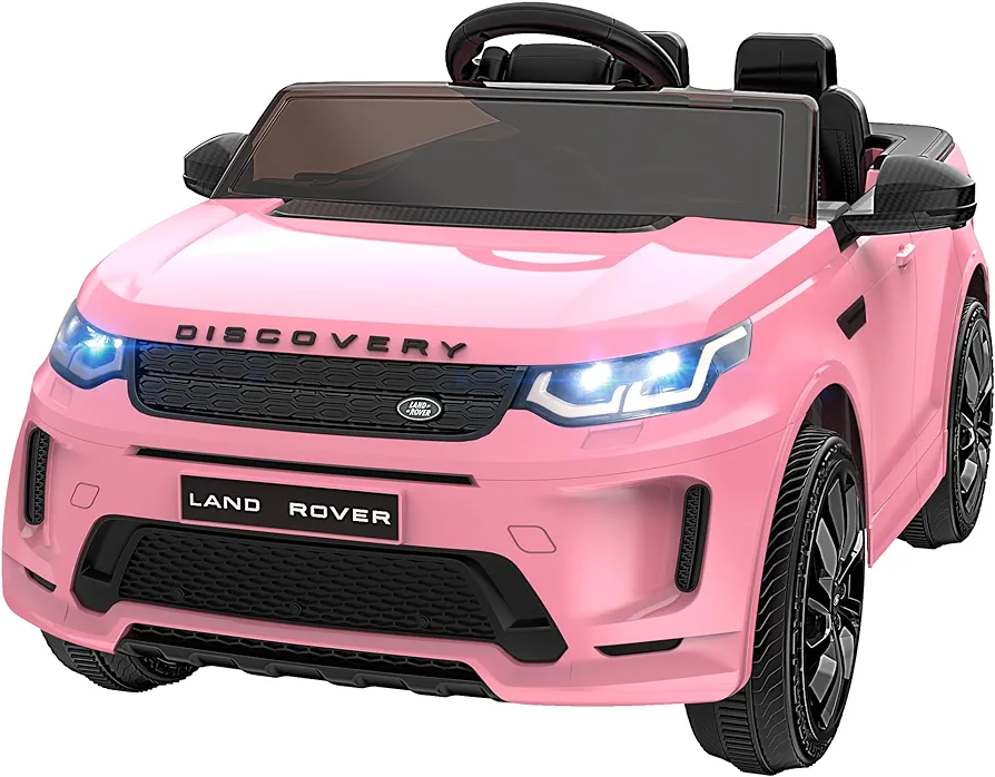 12V Licensed Land Rover Kids Electric Car w/Parent Remote Control, Bluetooth, Music, Shock Absorbers, LED Lights, Ride On Toys for Kids Ages 2-5 (Single Seat), Pink