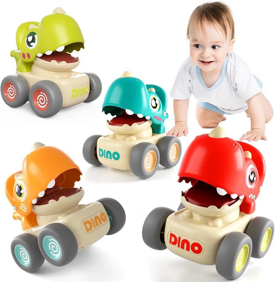 Press and Go Dinosaur Car Toys for 1 Year Old Boy|First Birthday Gift with Whistle|Baby Toys 12-18 Months Toddler Toys Age 1-2|Cars for Toddlers 1-3