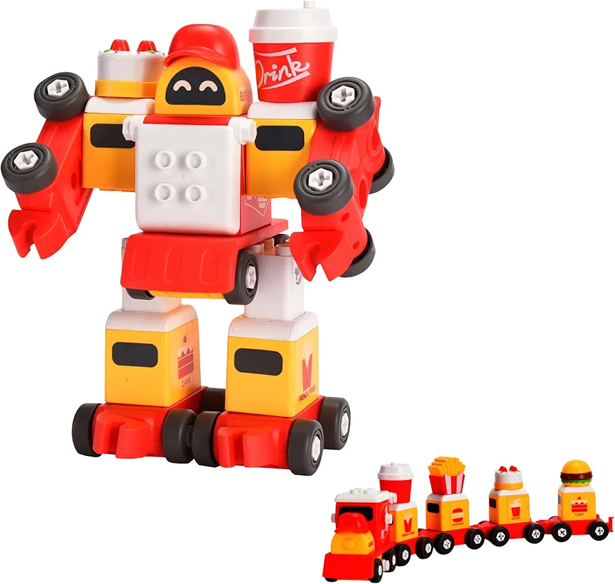 Dazmers Transformer Toys for Boys 6-8 - Mini Transformer Train Car Robot - Fun Transforming Toy for Kids - Classic Autobots Conversion - Encourage Imaginative Play - Robot: 8.9"x8.9" Train: 19.5"x5"