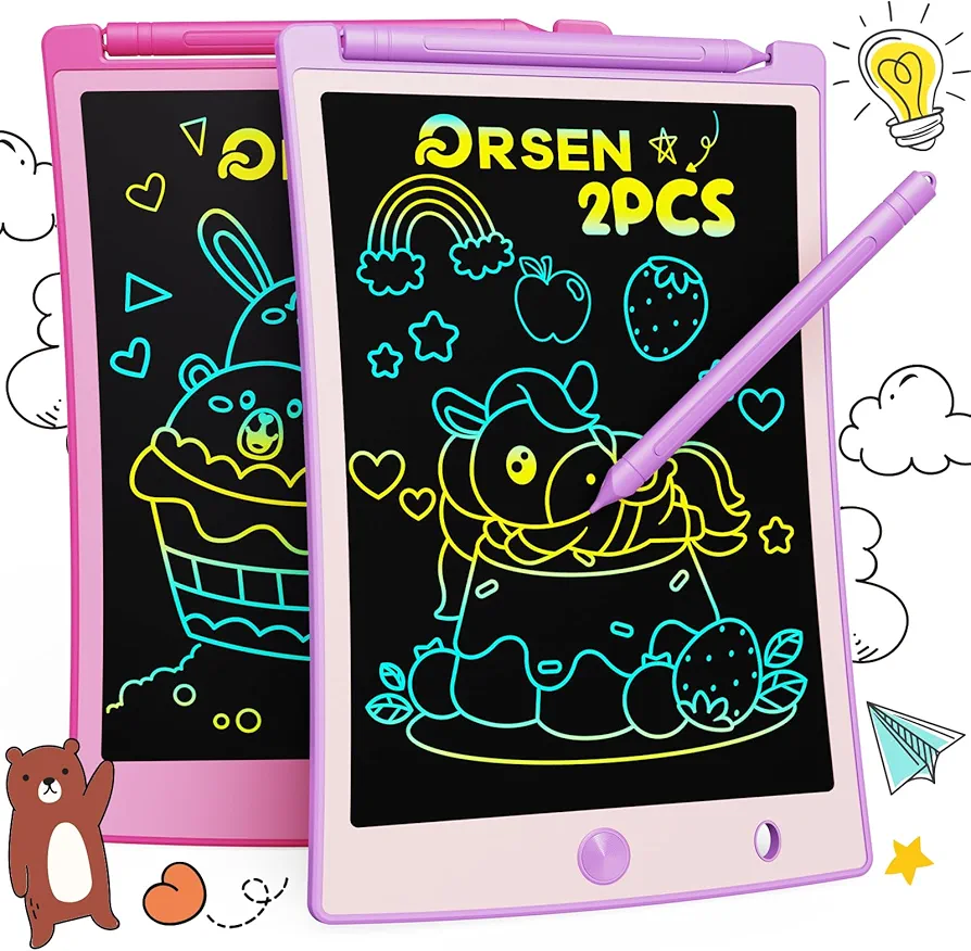 ORSEN 2 Pack LCD Writing Tablet for Kids, Colorful Doodle Board Drawing Pad for Kids, Easter Basket Stuffers for Toddler Toy Gift for Age 3 4 5 6 7 8 Year Old Girls Boys