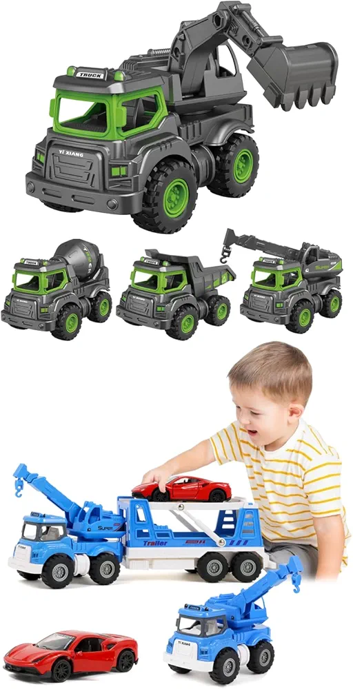 Alloy Tow Truck Toys for Ages 2-4 with Metal Car Heavy Duty Construction Toys for Ages 2-4 Boys, Toddler Toys 1 2-3