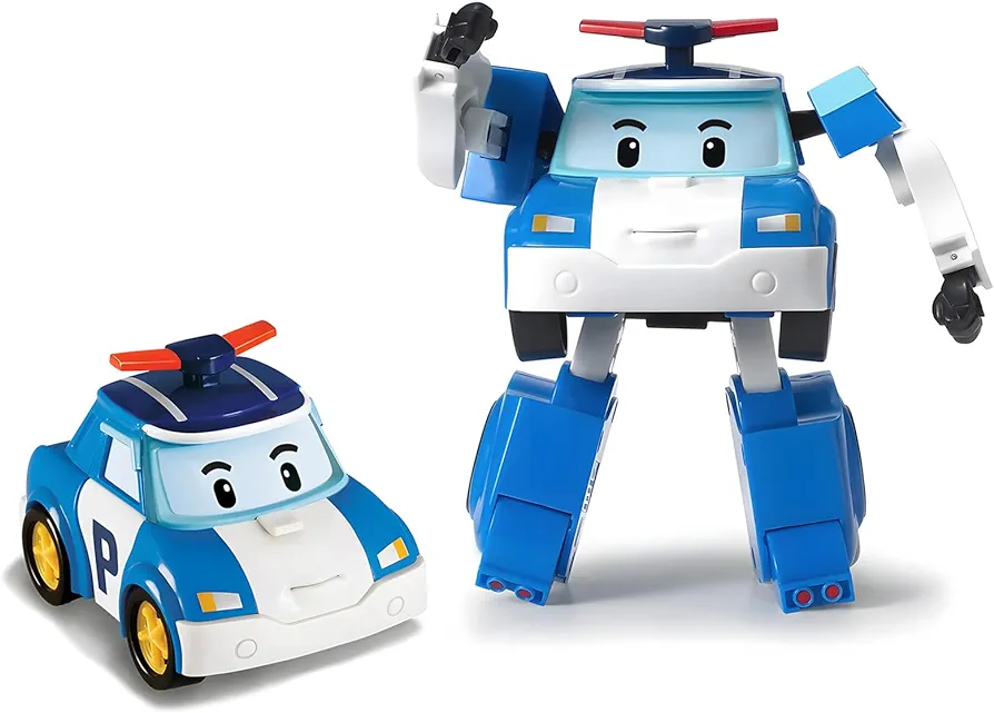 Robocar Poli Transforming Robot, 4" Transformable Action Toy Figure Vehicles, Police Emergency Vehicle Playset, Holiday Birthday Rescue Car Toys Gift for Boys Girls Age 1 2 3 4 5