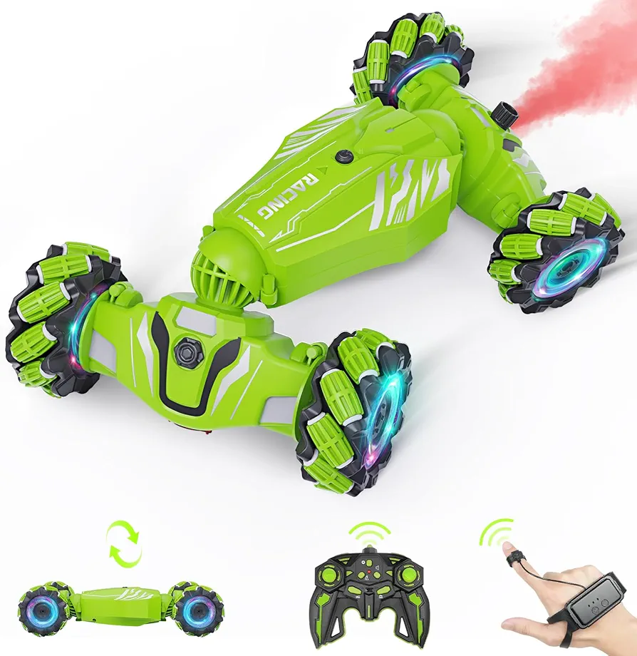 Dysaim Gesture RC Car, Toys for Boys 6-12 Year Old, 4WD Remote Control Car 360° Rotate Transform Drift RC Cars with Lights Music Fog Sprayer, 2.4Ghz Hand Controlled RC Stunt Car Birthday Xmas Gifts