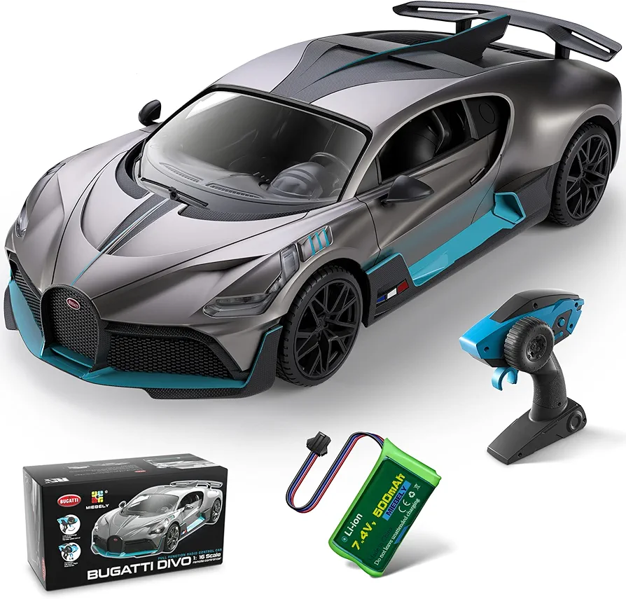 MIEBELY Remote Control Car, Bugatti Divo 1/16 Scale Rc Cars 12Km/h, 2.4Ghz Licensed Model Car 7.4V 500mAh Toy Car Headlight for Adults Boys Girls Age 6-12 Years Birthday Ideas Gift