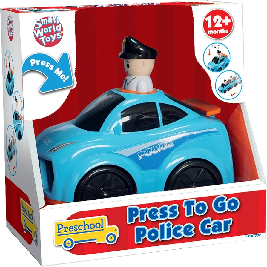 Police Car Toy, Interactive Press-to-Go Police Cars for Toddlers 1-3, Pretend Play Rescue Vehicle, Police Toy Gifts for Boys, Cop Car Toys for Kids