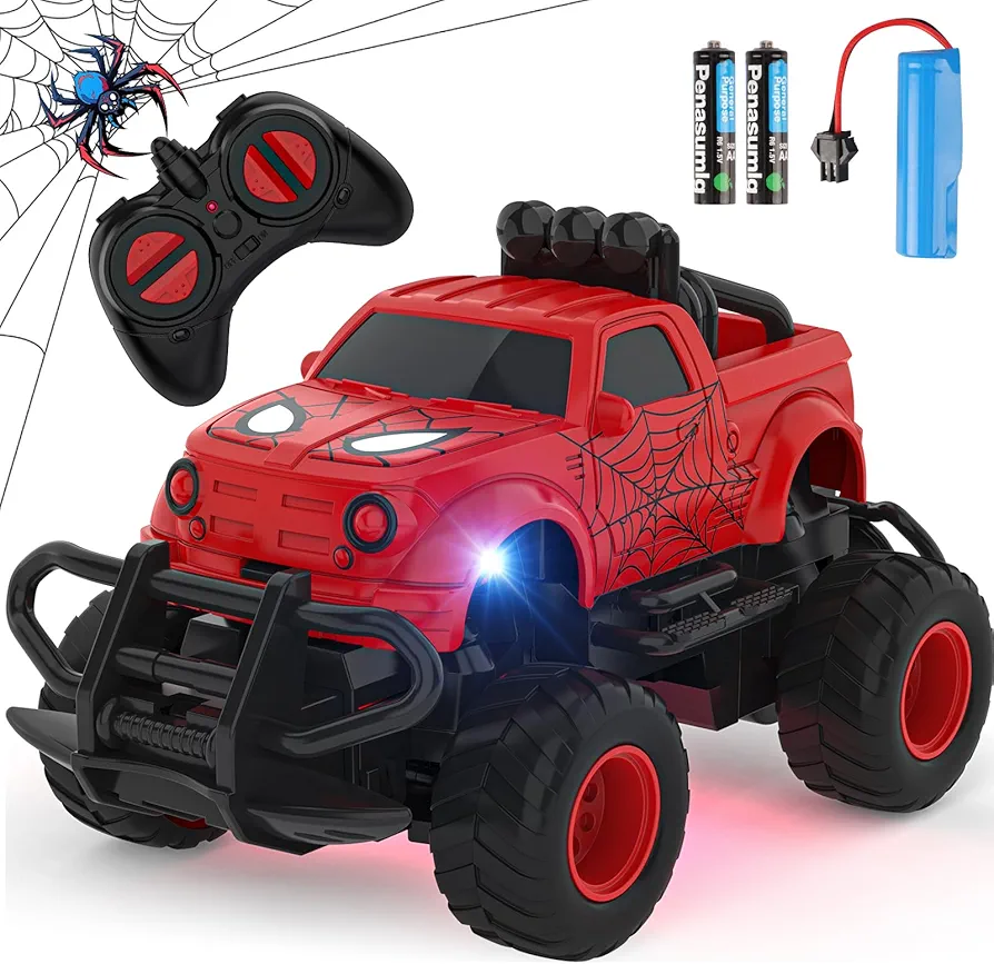 Remote Control Car for Boys 4-7, 1:43 Scale Mini RC Cars for Kids 3-5, RC Truck Christmas Birthday Gift for Toddlers 3 4 5 6 7 8 Year Old Boys (Red)