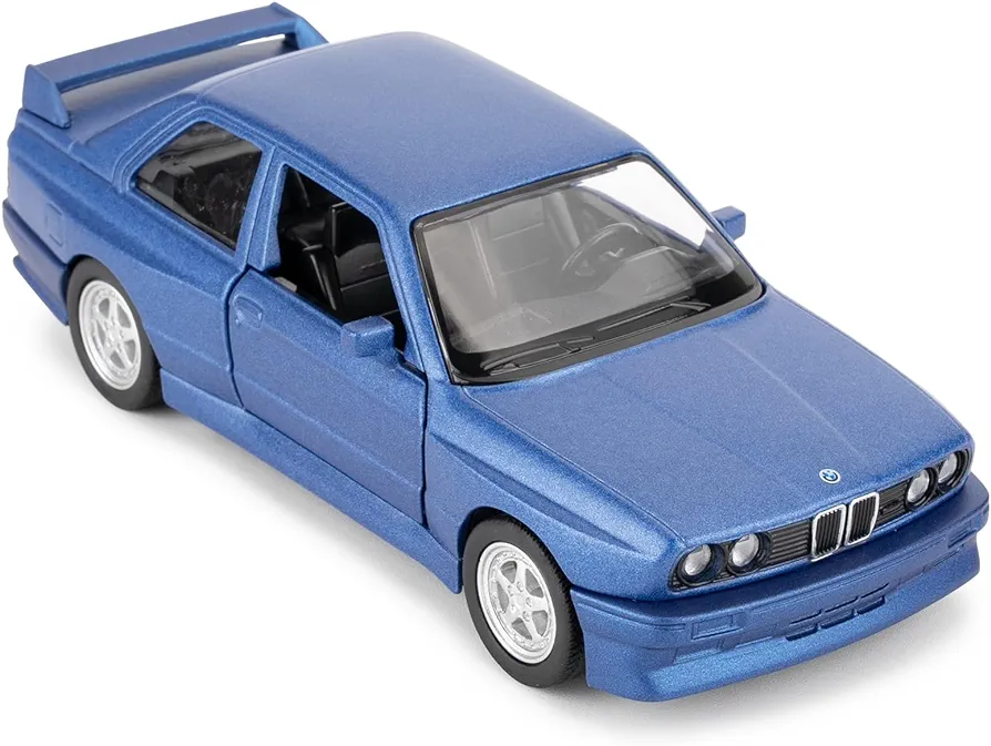 1:36 BMW M3 1987 Toy Car, Diecast Pull Back Model Car, Doors Open, Collection Kids Toy for Aged 3 and up, Gift Blue