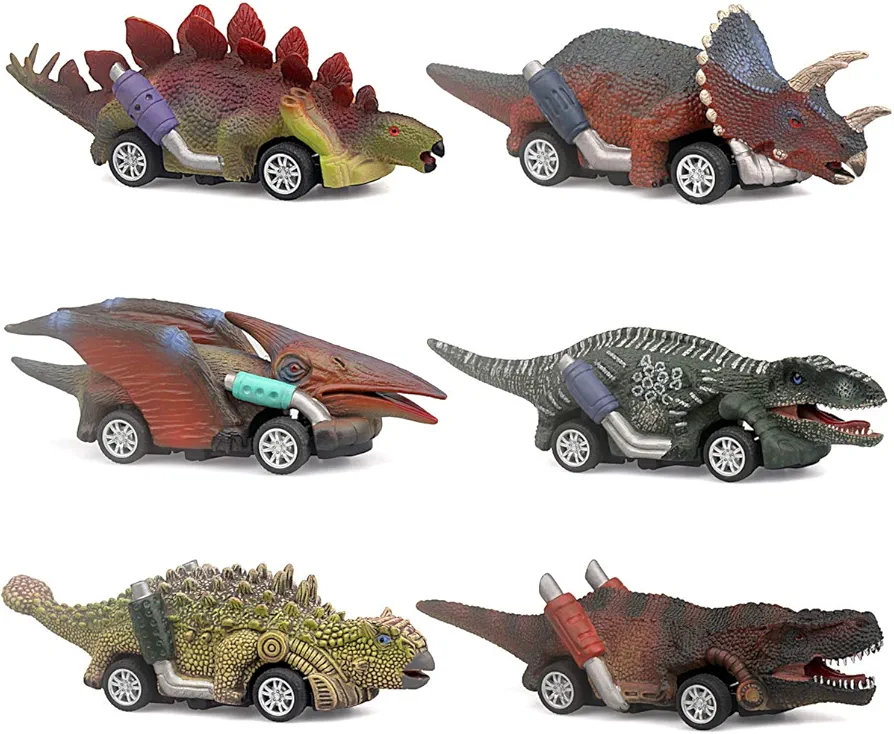 ZHFUYS Dinosaur toy car,boy toys age 3 to 12 toy dinosaur 5.3 Inch toys for 3,4,5,6,7,8,9,10,11,12 year old boys Full-form dino car toy,6 Pack