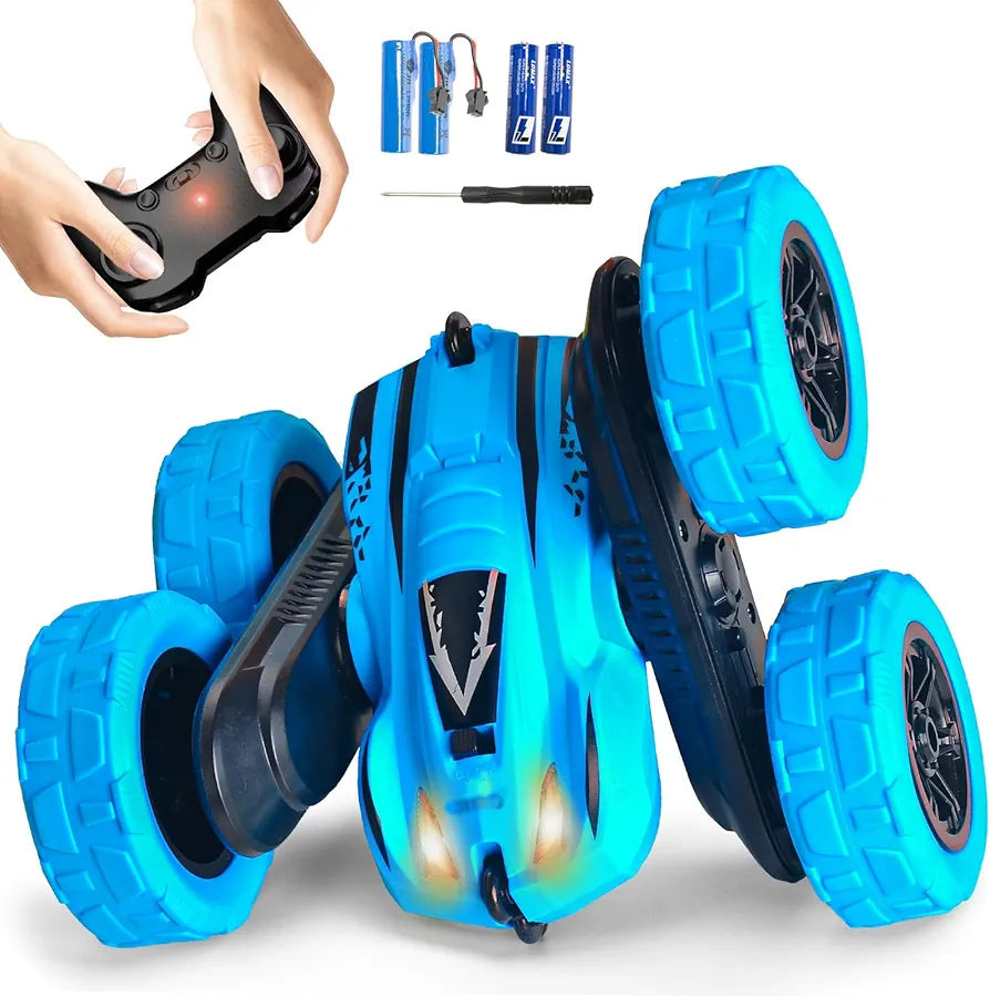 Remote Control Car-Fast RC Cars,2.4Ghz Double Sided 360° Rotating Minni RC Stunt Cars with Headlights,All Terrain RC Truck,Rechargeable Remote-Controlled Toy Vehicles Toys for Boys 5-7