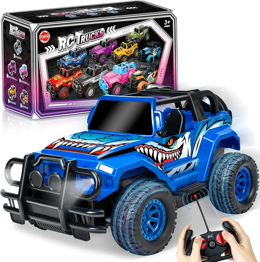 Remote Control Car for Kids, 1:20 Scale Rc Trucks for Boys Age 4-7, Purple & Pink & Blue Truck Cars Toys for Ages 5-7 8-13 Boys Girls Birthday Gift, More Ideas to Play with Lights,Stickers,Role-Blue