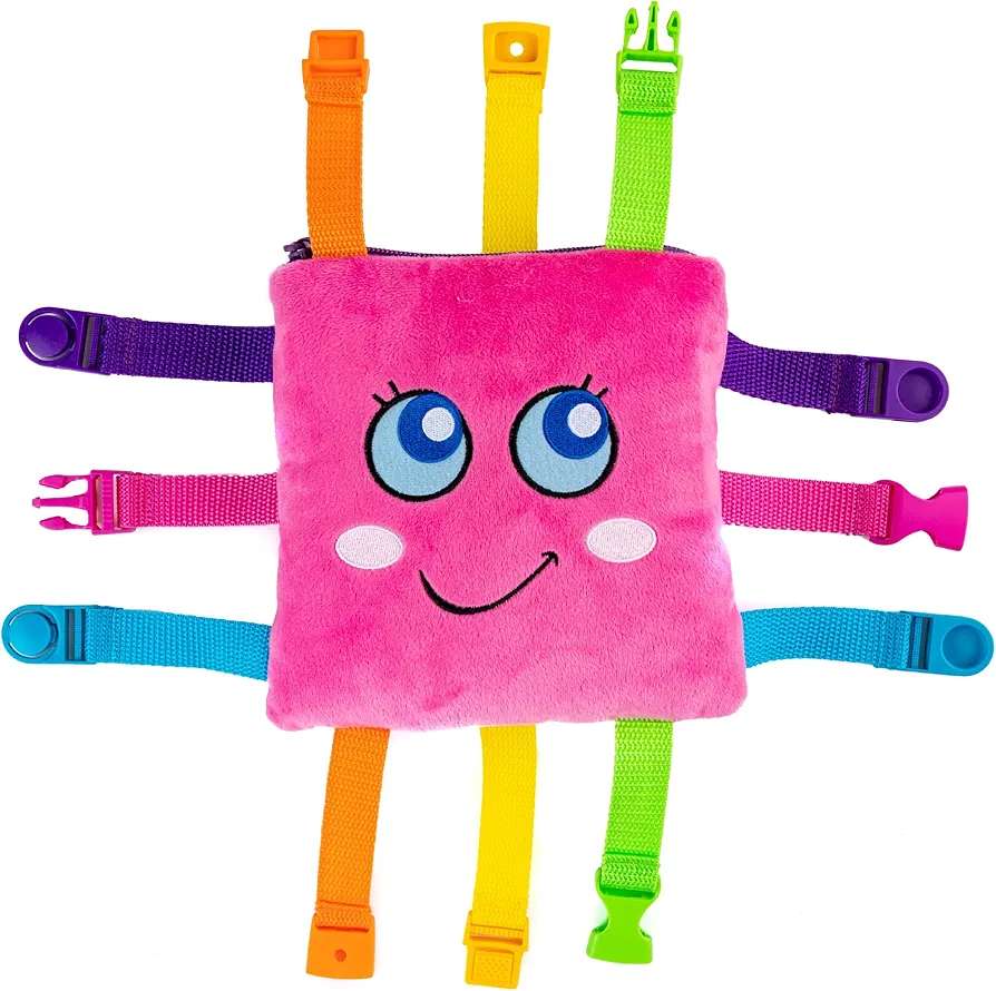 Buckle Toys - Bella Square - Learning Activity Game - Develop Motor Skills and Problem Solving - Travel Essential for Toddlers 1-3