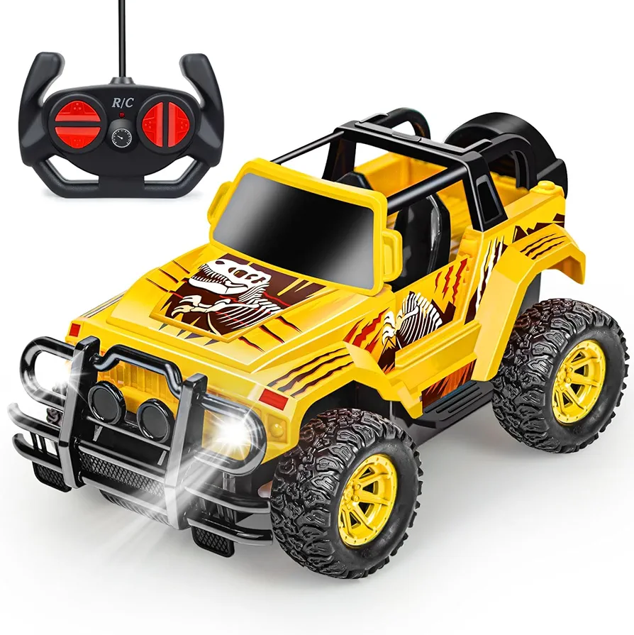 Remote Control Car for Boys 4-7, 1:20 Scale RC Car for Kids 3-5 with LED Headlights, Rc Racing Car Toys Truck Christmas Birthday Gifts for Toddlers 3 4 5 6 7-12 Year Old Boy