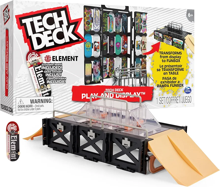 Tech Deck, Play and Display Transforming Ramp Set and Carrying Case with Exclusive Fingerboard, Kids Toy for Ages 6 and up