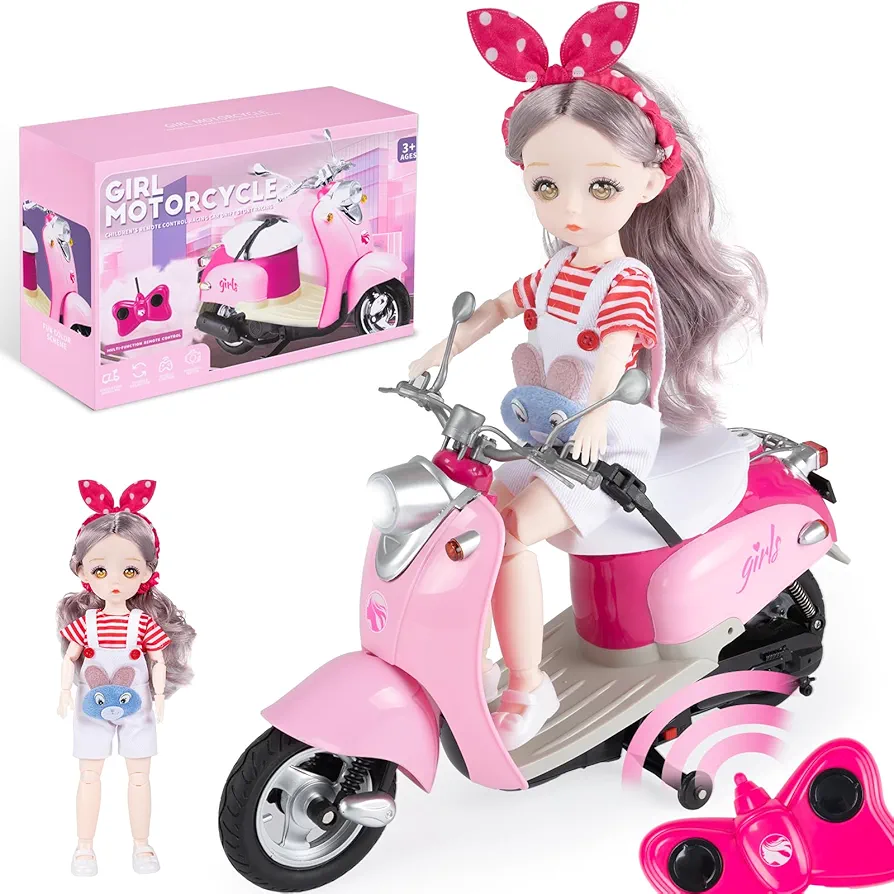 NQD Remote Control Car for Girls, Pink RC Car with Doll, 2.4GHz RC Truck for Girls Kids Daughter, Control Car with LED Light, Car Toys for Ages 4-12 Birthday Gift Ideas