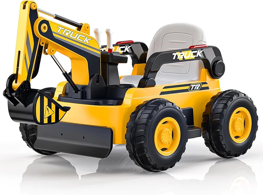 N9 Ride on Excavator, 4WD Ride on Car w/Fully Electric Digging Arm, 4x75W Motor for All-Terrain, 12V 10AH Large Battery, Remote Control, Bluetooth, Xmas & Birthday Gift Ideas for Kids Ages 3-8