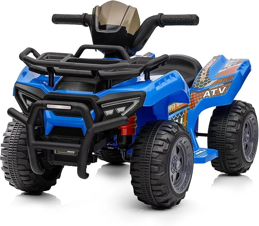 Kids ATV 4 Wheeler, 6V Ride-On Toy for Toddlers 1-3 Boys & Girls with Music, Forward & Reverse - Blue