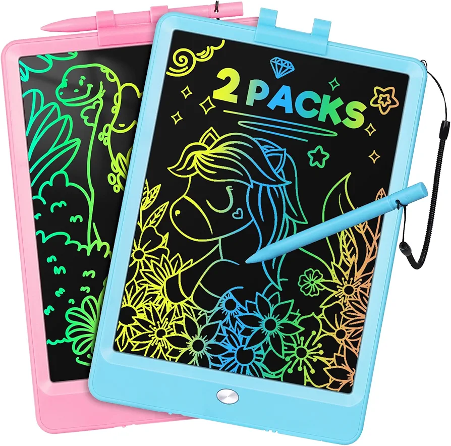 Drawing Tablet, 2pack Lcd Writing Tablet for Kids, Colorful Toddler Doodle Board, Erasable Reusable Electronic Drawing Pads, Educational and Learning Toy for 3+ Years Old Kids 8.5inch