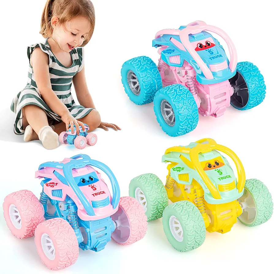 LODBY Car Toys for 2 3 4 Year Old Girls Gifts, Pull Back Cars Toys for Toddler Age 2-6, Monster Trucks for Kids Boys Toys Age 2-6 Year Old Girl Birthday Gifts