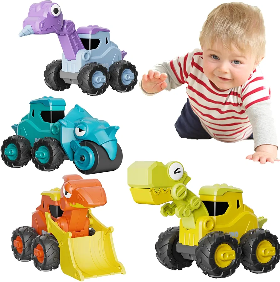 Press and Go Dinosaur Cars Toys for Toddler 1-3, Infant Large Dinosaur Truck for 1 2 3 Year Old Boys and Girls, Push Go Friction Baby Toys Birthday Gifts