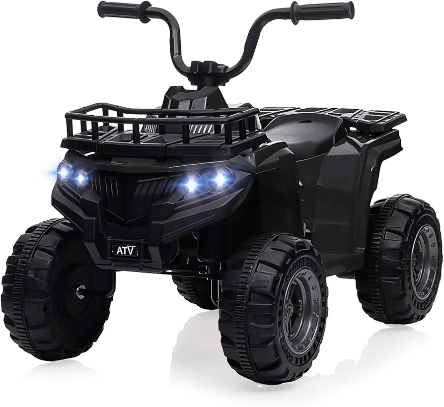 12V Kids Ride On Electric ATV, Kids 4 Wheeler Quad ATV Play Car with High/Low Speed, Treaded Tires, Rubber Handles, Electric Ride On Toy, Led Light, Gift for Boys & Girls