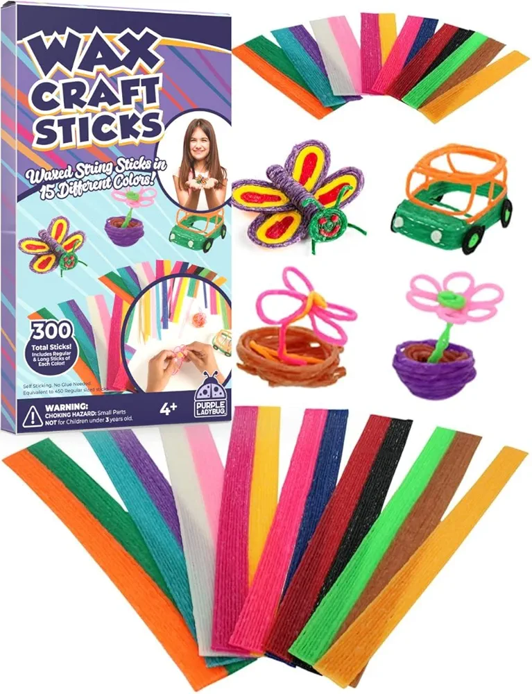 Bendable Wax Craft Sticks for Kids: 15 Colors, 2 Lengths - 6&12 Inches, 150 of Each - Fun Kids Airplane Activities for Kids Ages 4-8, Car Travel Crafts for Kids Ages 8-12 Years Old