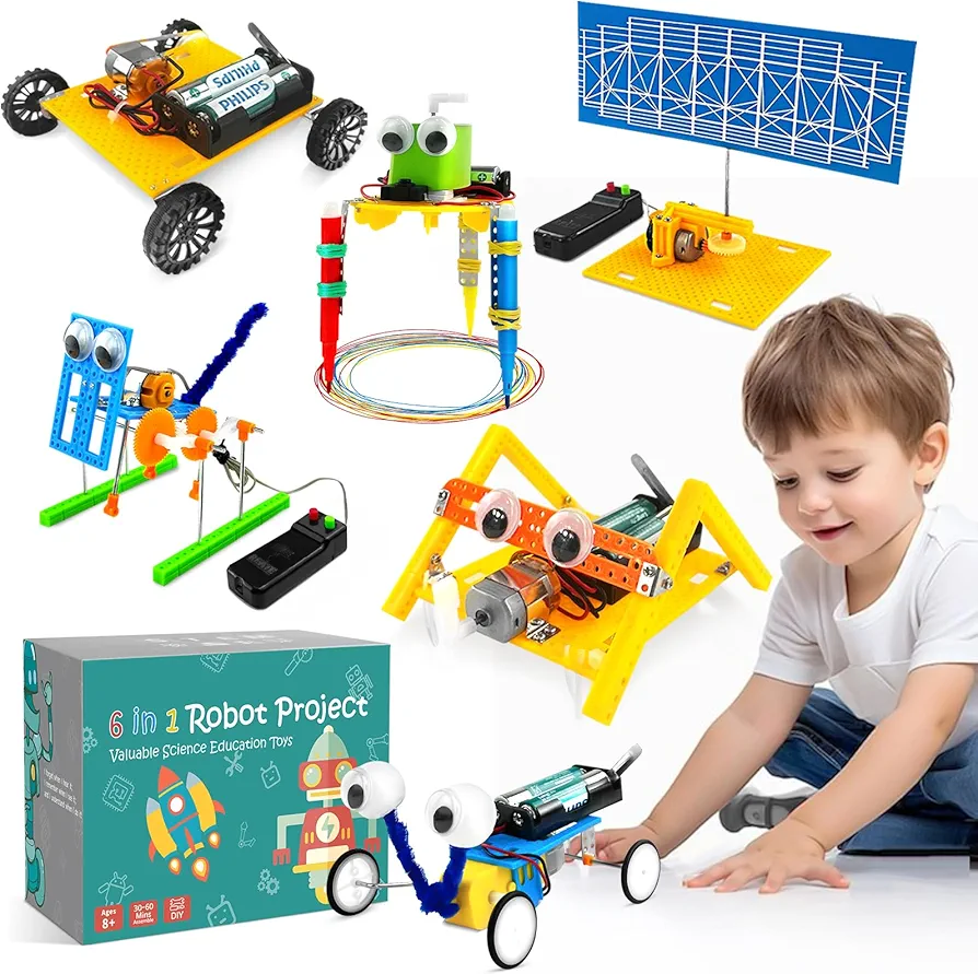 【6 Set】 STEM Projects for Kids Aged 6-8, Electronic Science Kits for Boy 8-12, Science Experiments Circuit Building Kits, DIY Engineering Robotic Stem Toy Gift for 6 7 8 9 10 11 12 Years Old