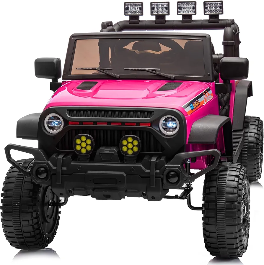 4WD Kids Ride on Car Truck, 12V 7Ah Kids Electric Vehicles Car Ride on Toy for Toddlers 3-5 with Remote Control - Rose Pink