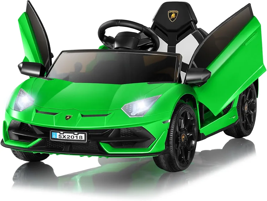 TEOAYEAH 12V Ride On Car Licensed Lamborghini Aventador SVJ Electric Vehicles, 12V7Ah Battery Powered Roadster w/Parent Control, Spring Suspension, Sound System, Music, Ideal Gift for Kids, Green