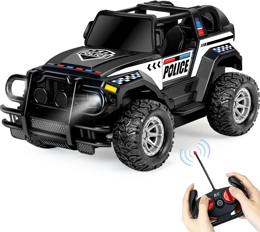 Hymaz Remote Control Car for Boys 4-7, Rc Cars for Kids 3-5, 1:20 Scale RC Trucks Car Toys with Headlight for Boys Girls 3 4 5 6 7 8-12 Years Birthday Xmas Gifts- Police