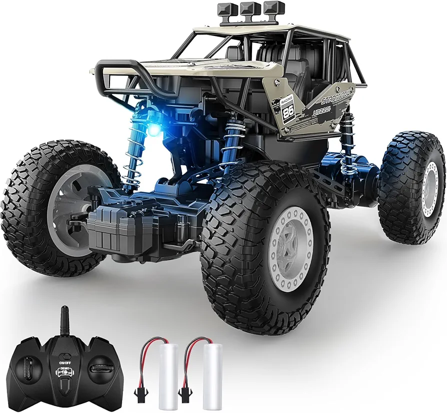 Remote Control Monster Truck, Offroad RC Cars, 1/20 Metal Shell All Terrains Off Road Stunt Car Rechargeable Long Running Vehicle Crawler Toys Gift for Boys Girls Kids