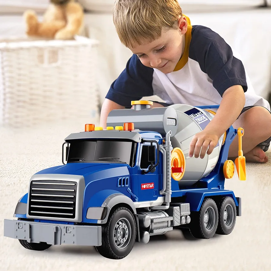 Dwi Dowellin Toddler Trucks Toys for Boys Age 1-3 3-5,Big Cement Mixer Truck with Lights and Sounds,Kids Boy Toys Christmas Birthday Gift Car