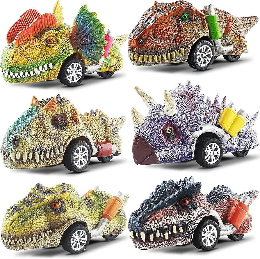 Dinosaur Toys for Ages 2-4, Pack of 6 | Pull Back Dinosaur Cars for Kids | 4 Inch Pull Back Cars for Boys Age 4-7 | Dinosaur Car Toys | Pull Back Cars for Kids | Dinosaur toys for kids 3-5