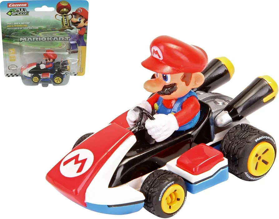 Carrera Pull & Speed 15818404 Official Licensed Kids Mario Kart Toy Car Pull Back Vehicle for Ages 3 and Up - Mario