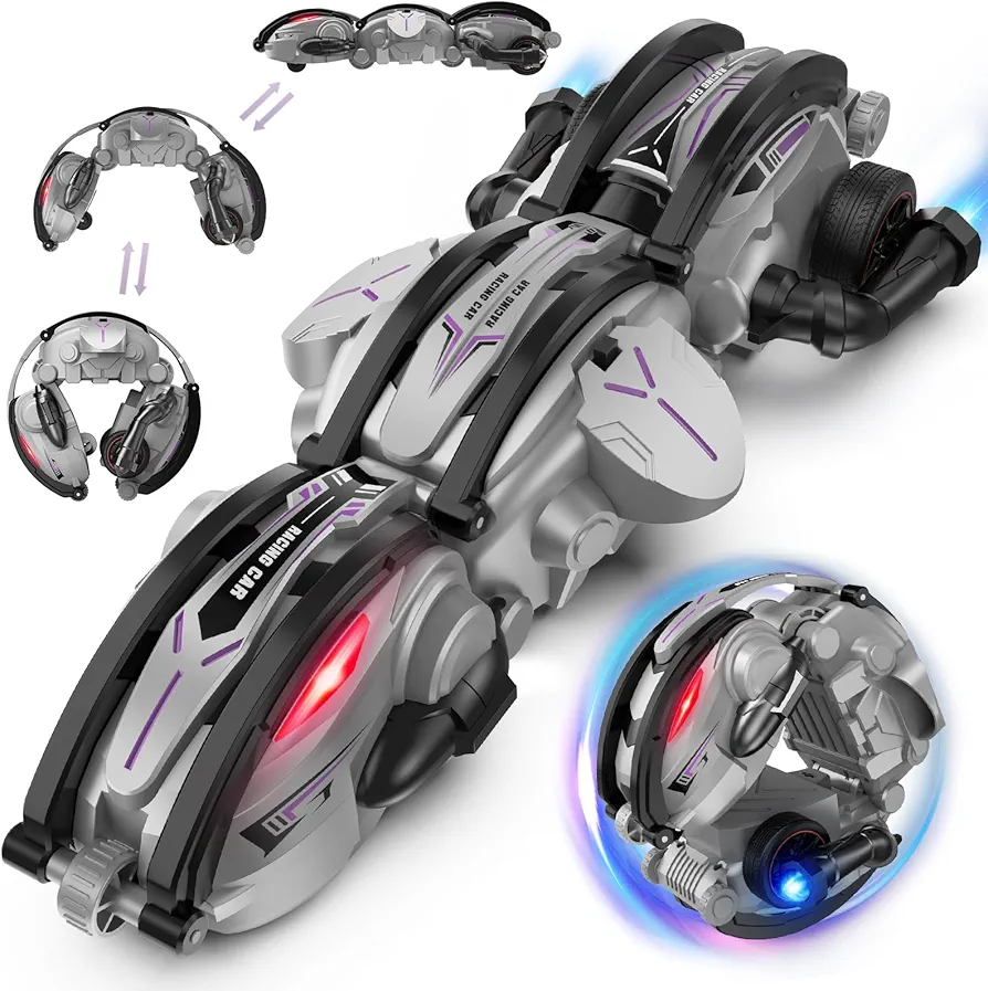 Remote Control Car - RC Cars 360° Roll Stunt Snake Car Toys with LED Lights for Boys Age 8-12 Included 2 Batteries Indoor Outdoor Birthday Gift for Kids Teen Boy 6 8 12+ Year Old